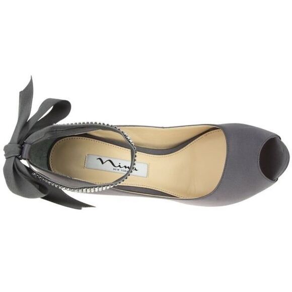 Nina KAREN WOMENS STEEL HH OPENTOE PUMP W/ANKLE STRAP size 7.5 - Picture 5 of 9